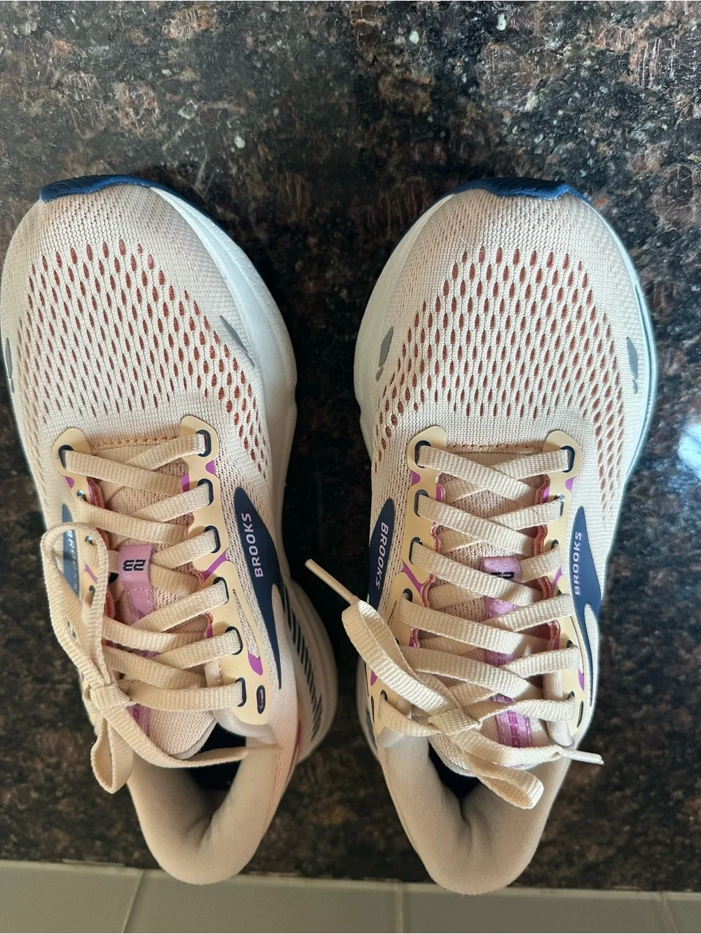 Brooks Adrenaline GTS 23 Women's Running Shoes in Blush Pink and Navy